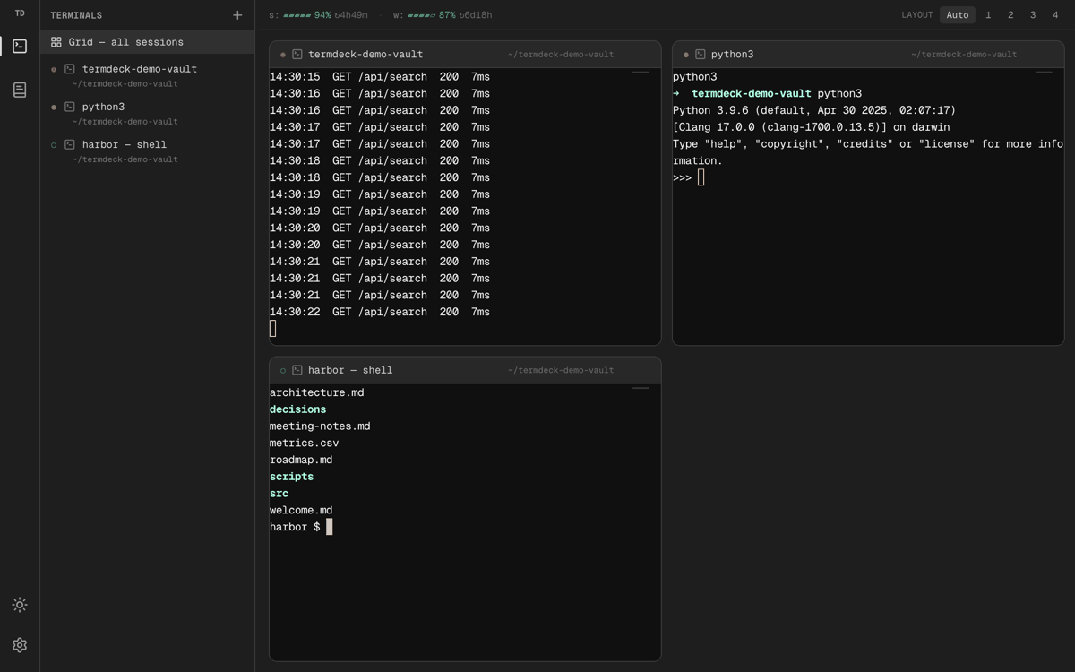 TermDeck: terminal, wiki, and grid in one browser tab